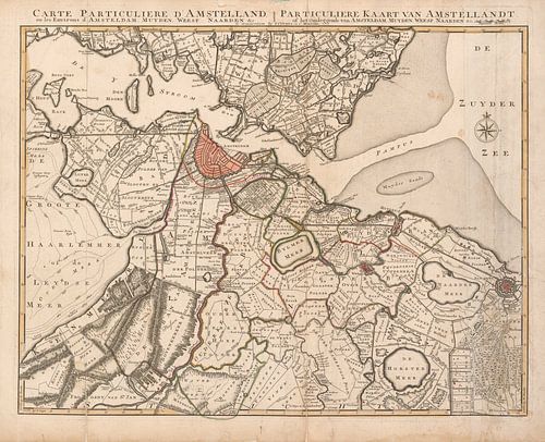 Kaart van Amstelland, en de omgeving van Amsterdam