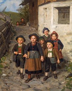 Franz von Defregger, Auf dem Weg zur Schule, 1890 von Atelier Liesjes