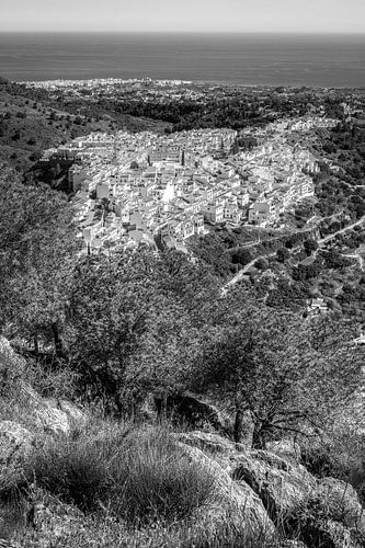 Bergdorp in Andalusië in zwart-wit