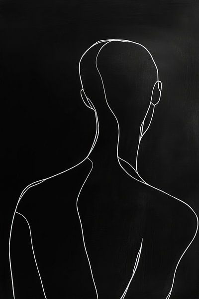 Minimalistische Körperkontur auf Schwarz von Poster Art Shop