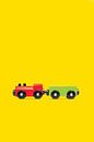 Houten speelgoed trein met wagon op gele achtergrond van Anton Hammenecker thumbnail