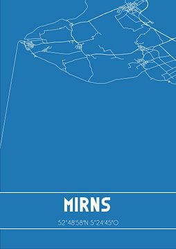 Blauwdruk | Landkaart | Mirns (Fryslan) van MijnStadsPoster