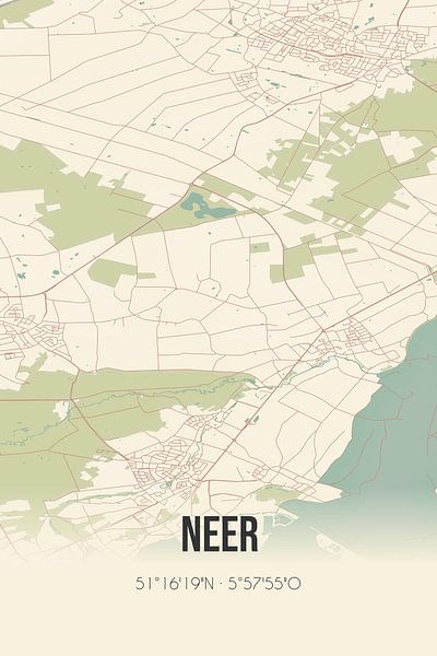 Vintage map of Neer (Limburg) by Prints of Place