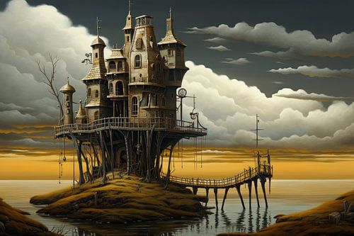 Strange landscape with bizarre castle