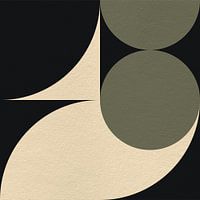 Art moderne abstrait minimaliste avec des formes géométriques en blanc, vert et noir.