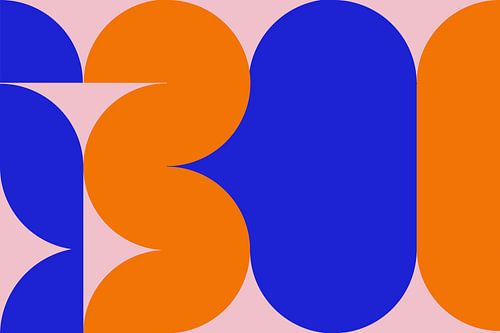 Moderne abstractie met organische vormen Oranje Blauw