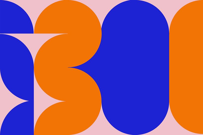 Modern abstraction with organic shapes Orange Blue by Mad Dog Art