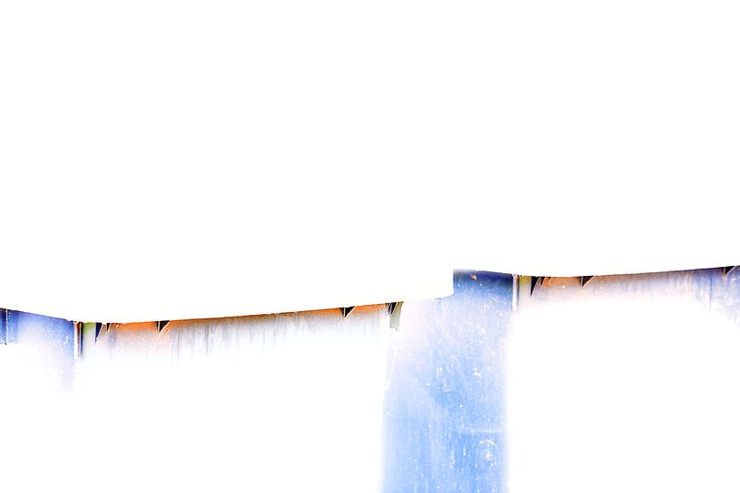 abstract blauw en oranje op wit van Anneliese Grünwald-Märkl