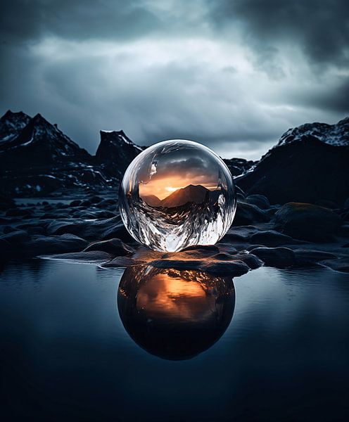 Glazen bol in het landschap van fernlichtsicht