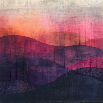 Dotted Sunset Peaks van Abstract Schilderij