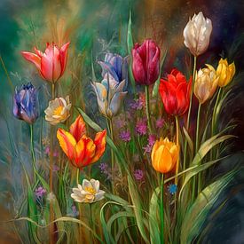 Tulipes , technique de l'aquarelle sur Carla van Zomeren