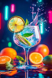 Cocktail pétillant au citron vert et à la menthe sur Poster Art Shop