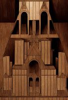 Fantasie-interieur van een houten kerk 4