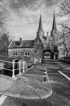 Delft East Gate in the sun (black and white)