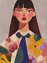 Modern and abstract colourful portrait by Carla Van Iersel thumbnail