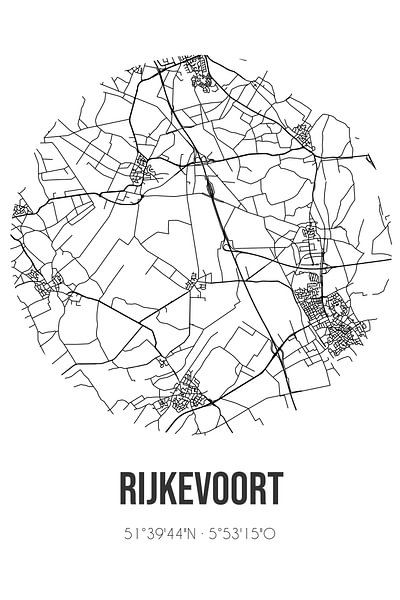 Rijkevoort (Noord-Brabant) | Map | Black and White by Prints of Place