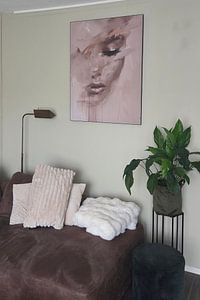 Modern and abstract portrait in gold and earth tones