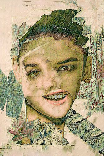 collage portrait woman