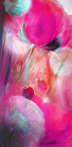 Klaprozen en paardebloemen, roze