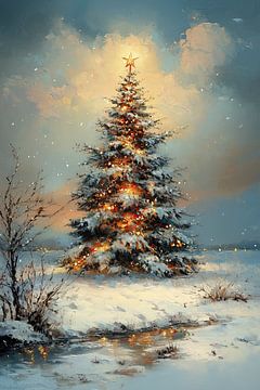 Christmas Tree in the Snow by Abstract Painting