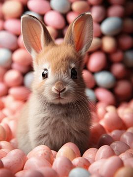 Sweet Wonder - Le lapin parmi les œufs de Pâques sur Eva Lee