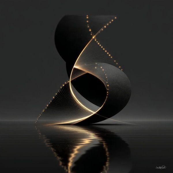 abstract black with soft gold by Gelissen Artworks
