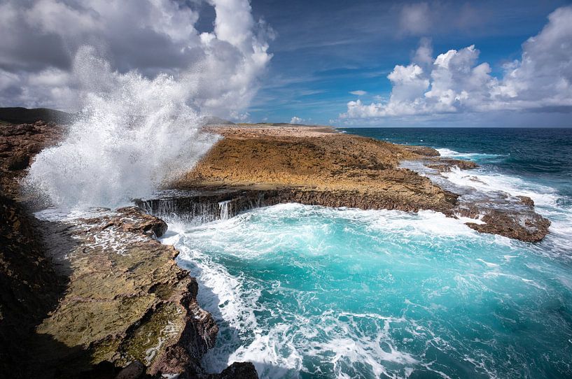 Rough sea at Boka Pistol on Curacao by Krijn van der Giessen