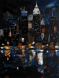 Nachtansicht von Manhattan von Kjeld Olsen