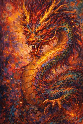 Mythologische Chinese draak schilderij.