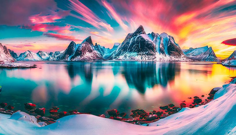 Norway with sunset by Mustafa Kurnaz