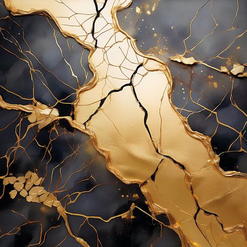 Abstracte kunst in Japanse kintsugi stijl