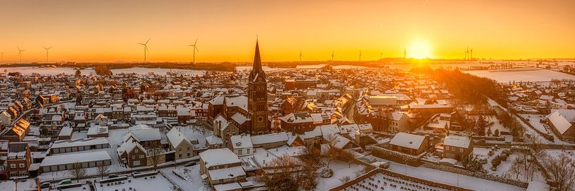 Drone panorama of Bocholtz under a thick blanket of snow by John Kreukniet