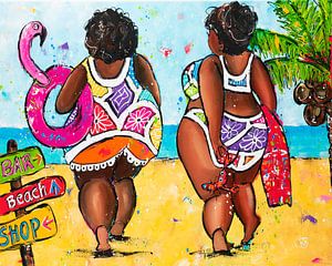 Les femmes sur la plage sur Happy Paintings