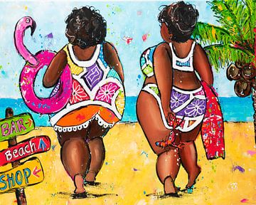 Damen am Strand von Happy Paintings