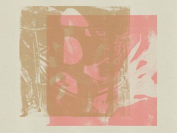 Modern abstract minimalistisch schilderij in roze, wit, taupe