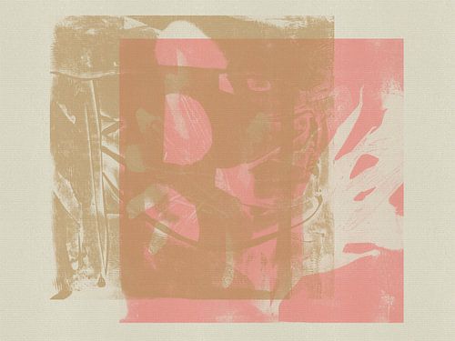 Modern abstract minimalistisch schilderij in roze, wit, taupe