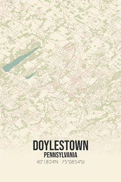 Vintage landkaart van Doylestown (Pennsylvania), USA. van MijnStadsPoster