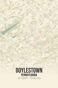 Vintage landkaart van Doylestown (Pennsylvania), USA. van MijnStadsPoster