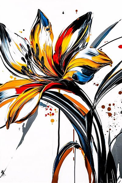 Abstracte kleurrijke bloem schilderij van Art & Soul Creations