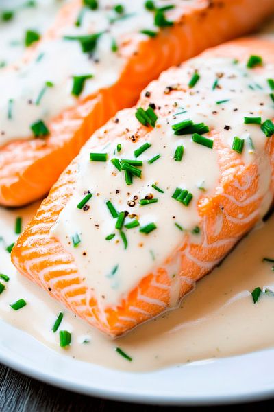 Salmon fillet with cream sauce and chives by Poster Art Shop
