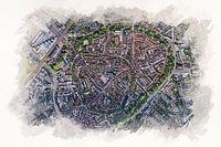 Map of Amersfoort in watercolor style