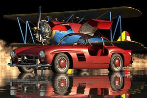 Mercedes 300 SL Flügeltürer 1964 Rot Türen öffnen