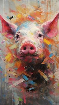 cochon en multicolore sur Gelissen Artworks