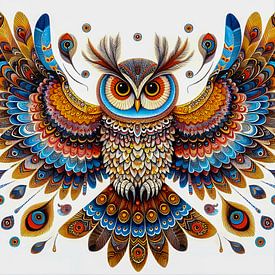 Owl abstract in retro colours by Jessica Berendsen