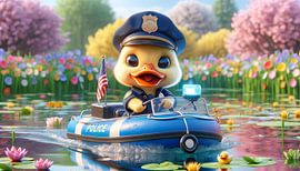 Entenkapitän patrouilliert im Teich von artefacti