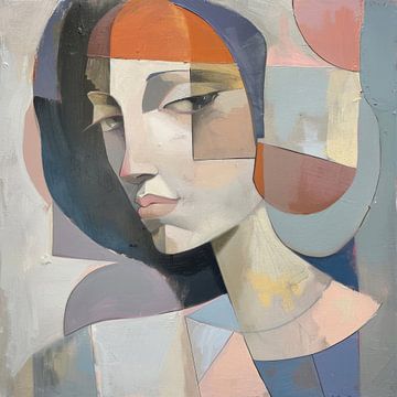 Portret van een vrouw in pastelkleuren van Poster Art Shop