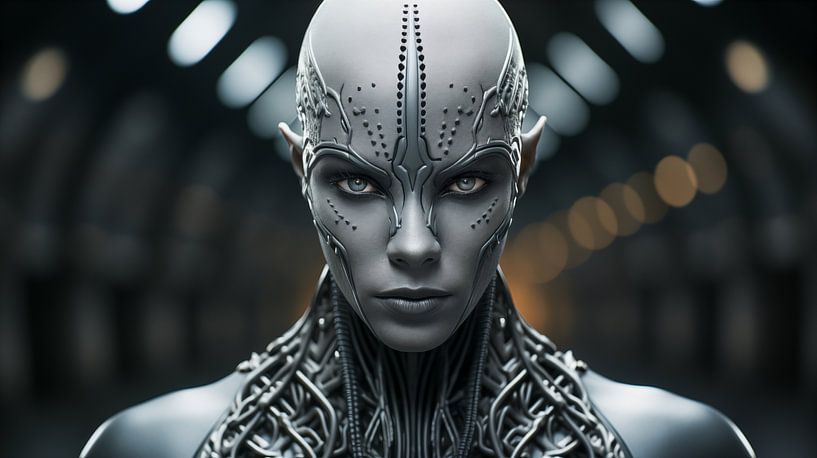 Portrait d'une femme futuriste alien machine cyborg par Animaflora PicsStock