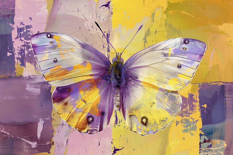 Papillon abstrait coloré sur fond vibrant par Art & Soul Creations