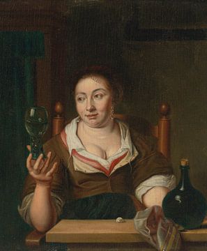 Junge Frau hält ein Glas Wein, Ary de Vois
