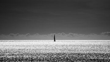 Eenzame zeeman. Zeegezicht zwart-wit. van Pitkovskiy Photography|ART
